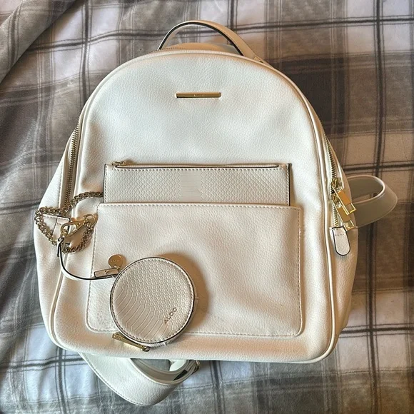 Aldo Bags Aldo All White Bookbag Purse In Mid Condition Used